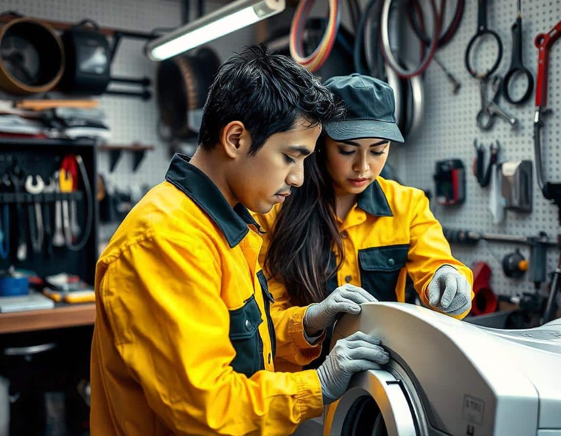 técnico realizando la reparación de un refrigerador en el domicilio de un cliente de la CDMX